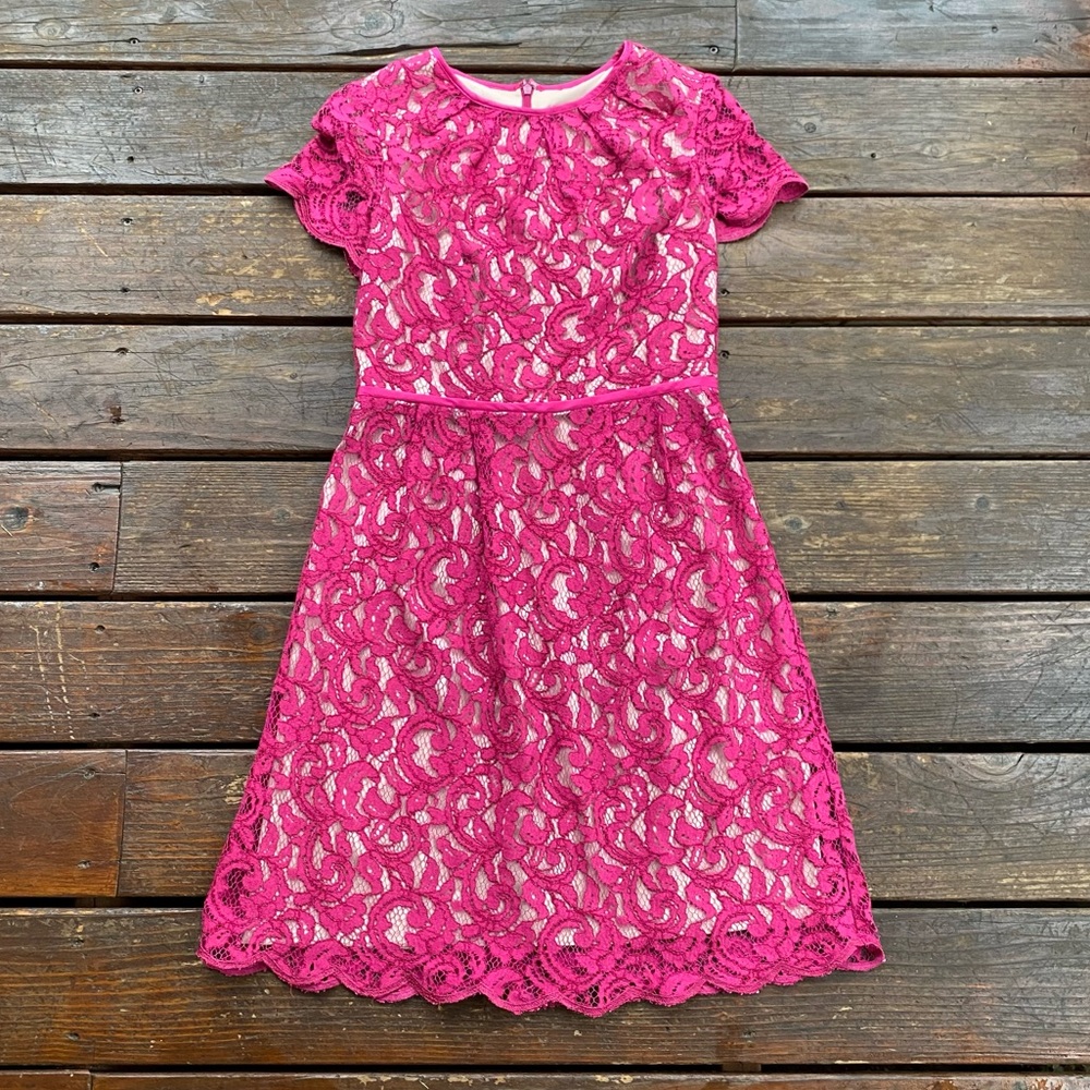 Adrianna pappel pink lace short sleeve sheath dress